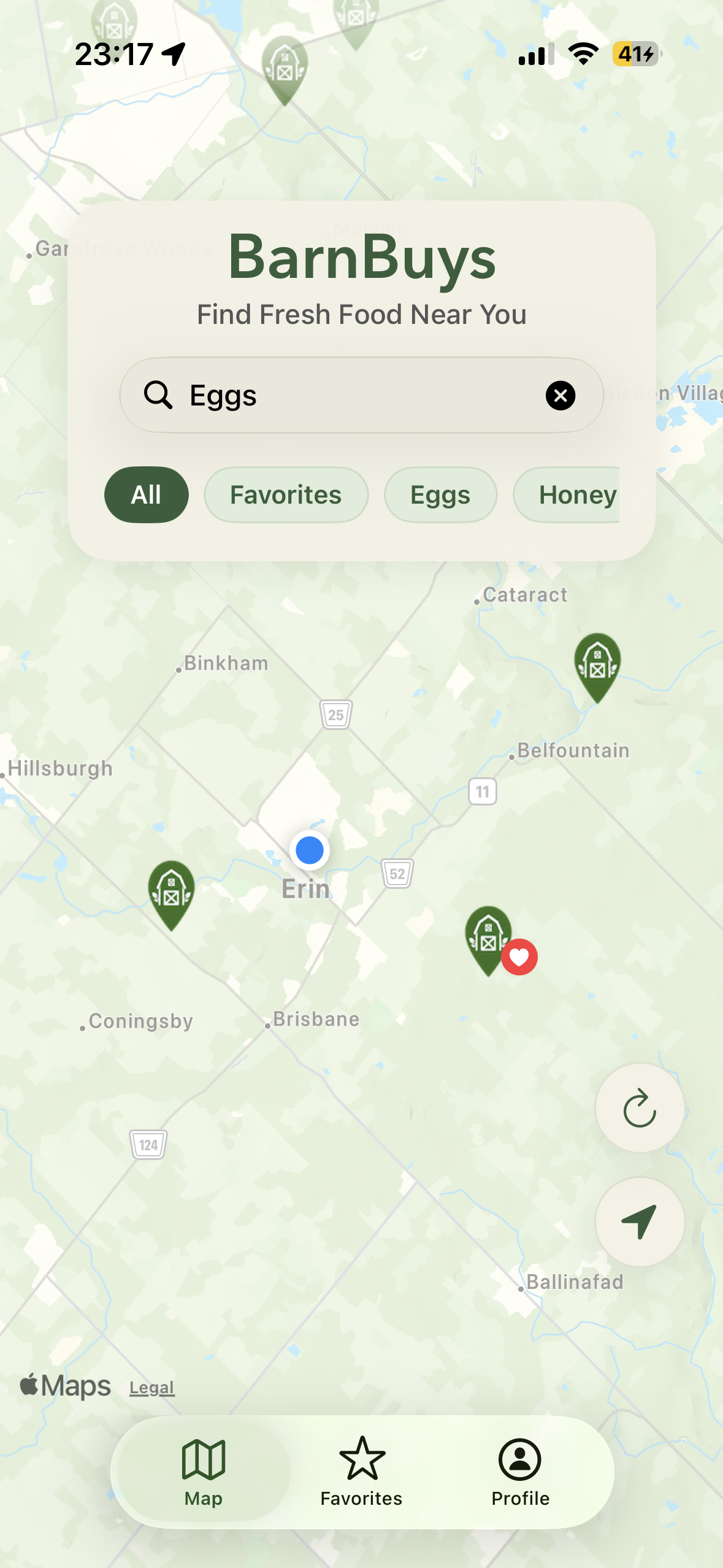 BarnBuys product search screen